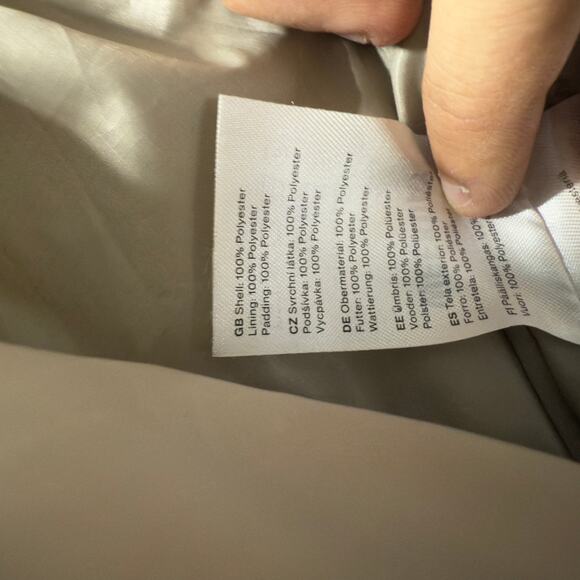 Weekday S Martine Puffer Jacket Hooded Draw Cord Waist Beige Slouchy - Picture 9 of 11